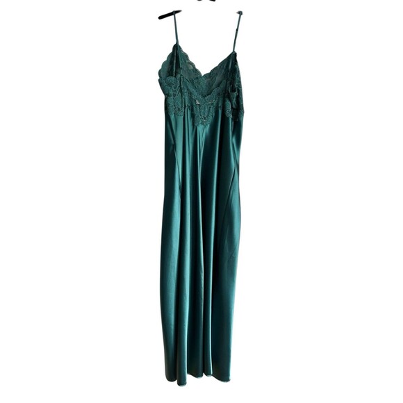 Victoria’s Secret Vintage  Satin Long Slip Dress Lace Cami L New Deadstock Green - Picture 3 of 6
